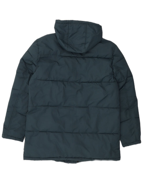 Michael Kors Mens Hooded Padded Jacket UK 38 Medium Navy Blue Polyester