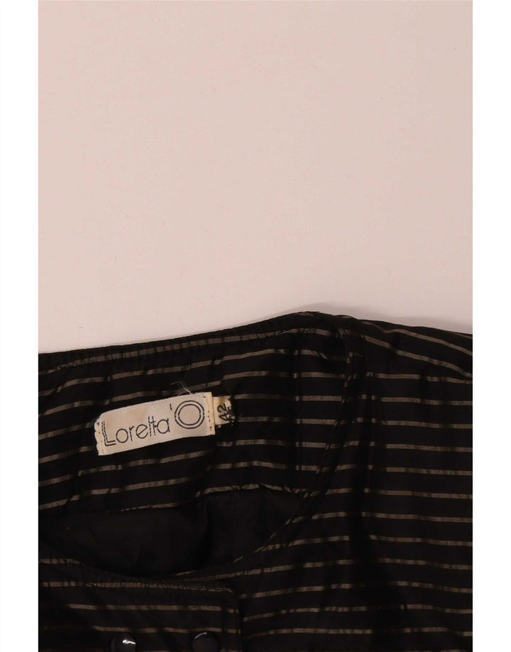 Loretta'O Womens Double Breasted Bolero Jacket IT 42 Medium Black Striped
