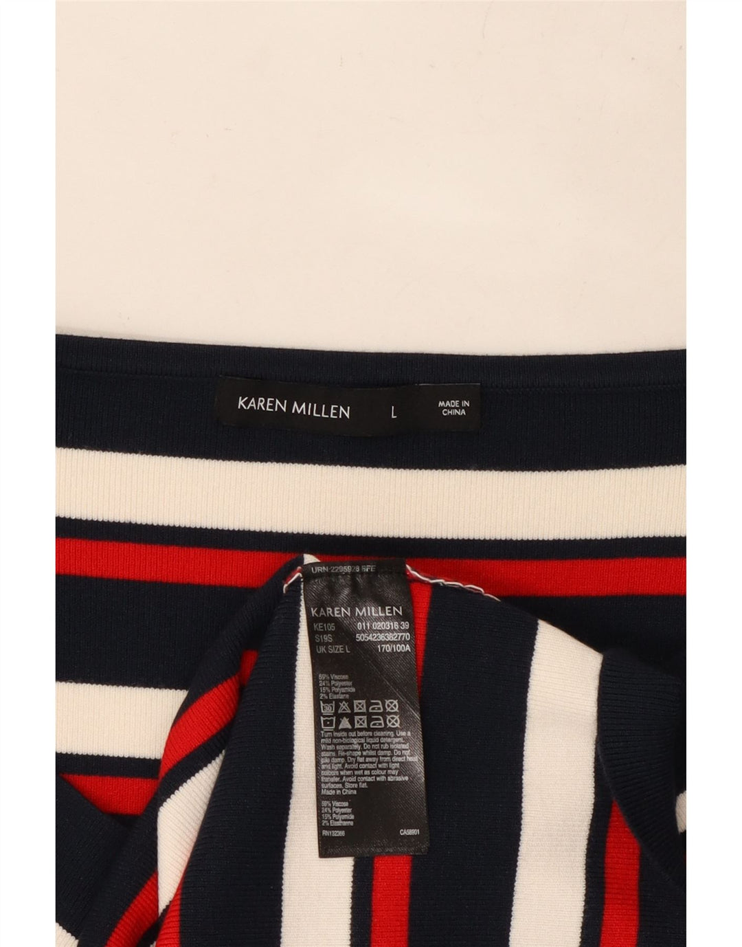 KAREN MILLEN Womens Top Long Sleeve UK 14 Large Multicoloured Striped