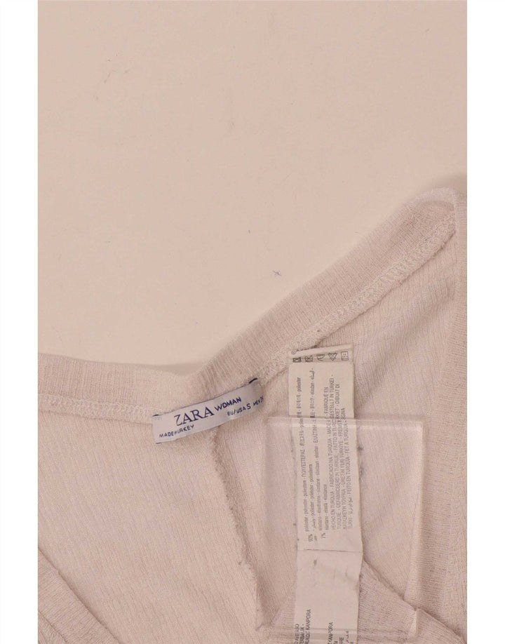 Zara Womens Crop Oversized Blouse Top UK 10 Small Pink Polyester