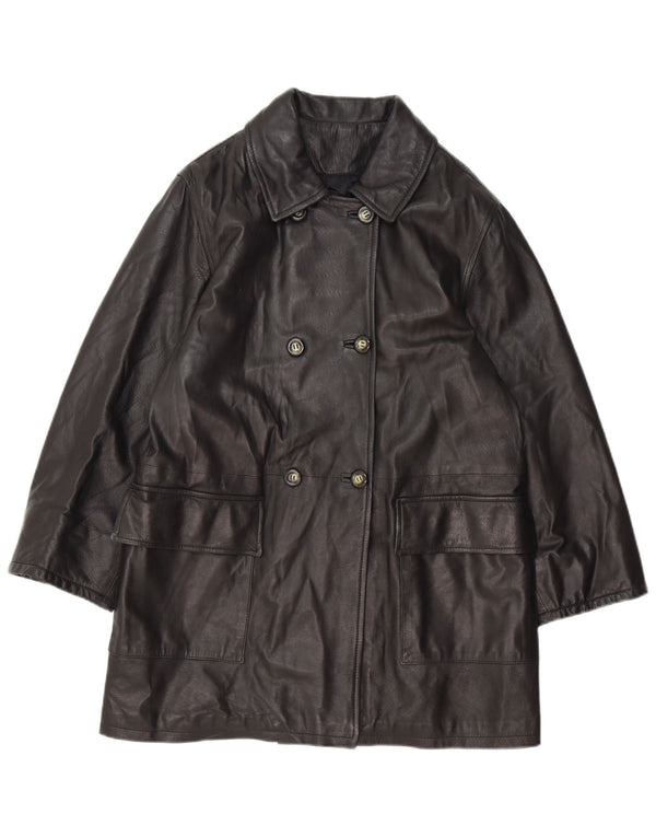 Vintage Womens Oversized Double Breasted Coat IT 42 Medium Black