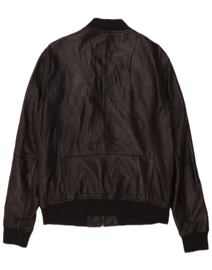 Zara Mens Leather Jacket UK 40 Large Black