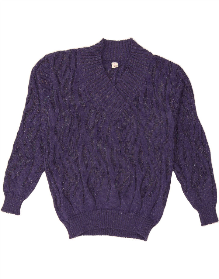 VINTAGE Womens V-Neck Jumper Sweater IT 42 Medium Purple Polyacrylic Vintage Vintage and Second-Hand Vintage from Messina Hembry 