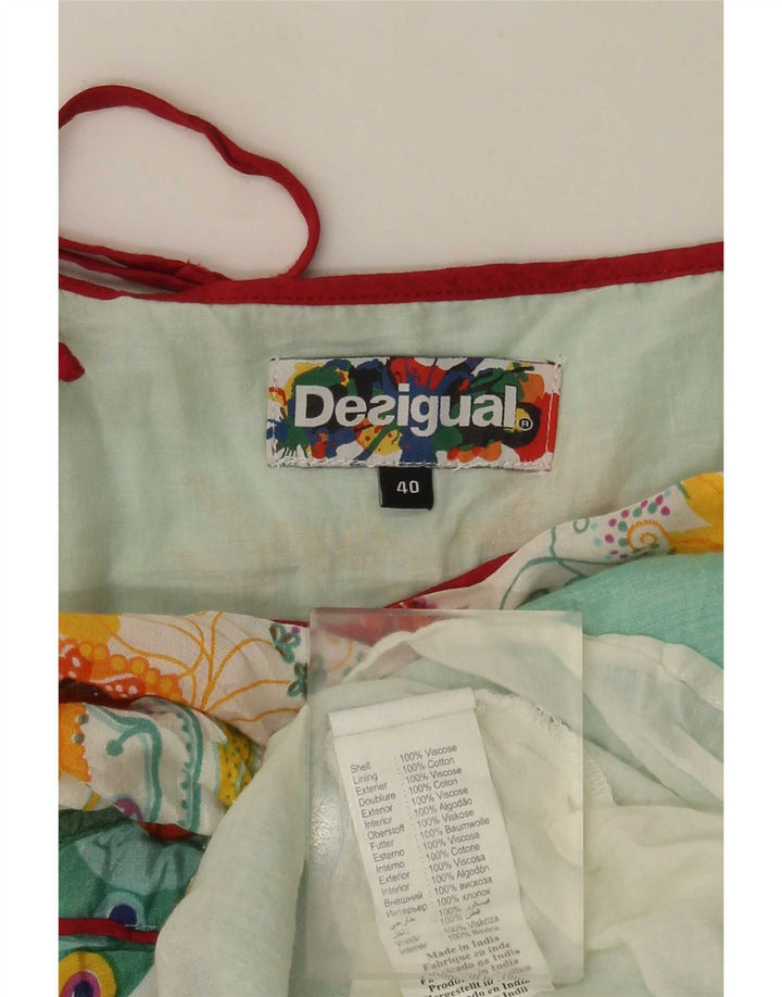 Desigual Womens Graphic Sundress EU 40 Medium Blue Floral Viscose