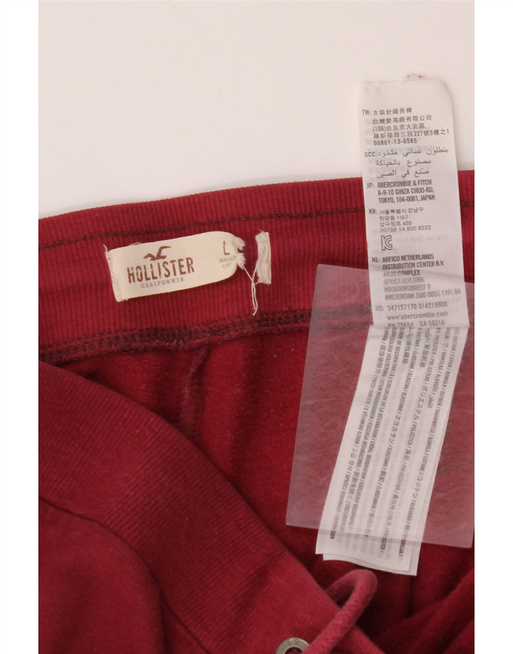 HOLLISTER Womens Graphic Tracksuit Trousers Joggers UK 14 Large Burgundy