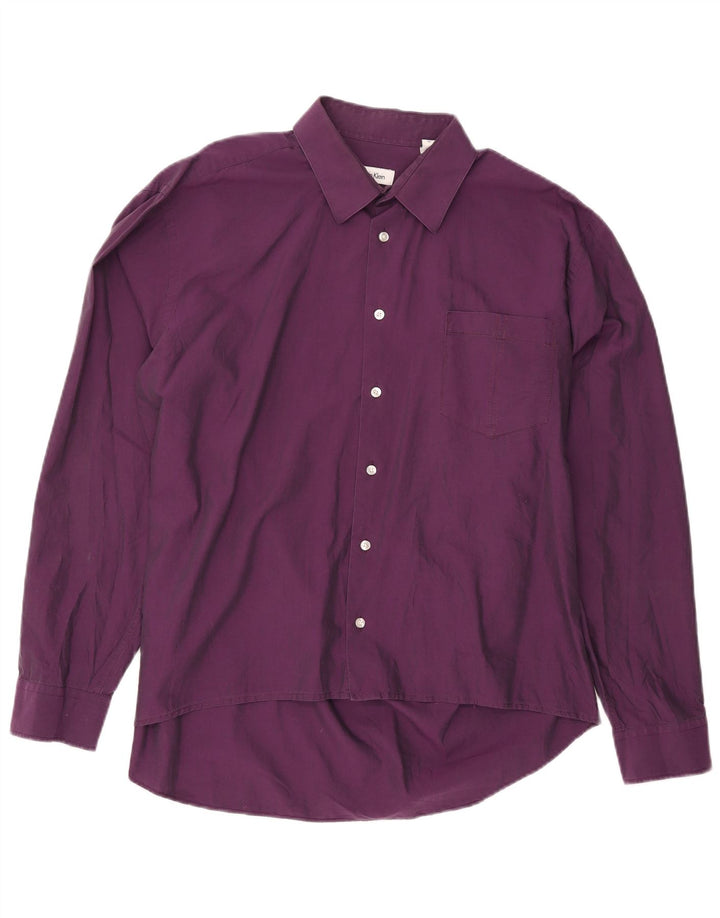 CALVIN KLEIN Mens Slim Fit Shirt Size 44 XL Purple Cotton