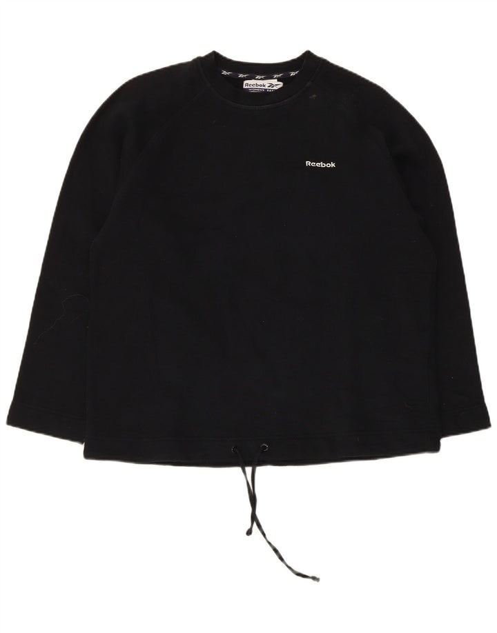 Reebok Womens Sweatshirt Jumper UK 12 Medium Black Cotton