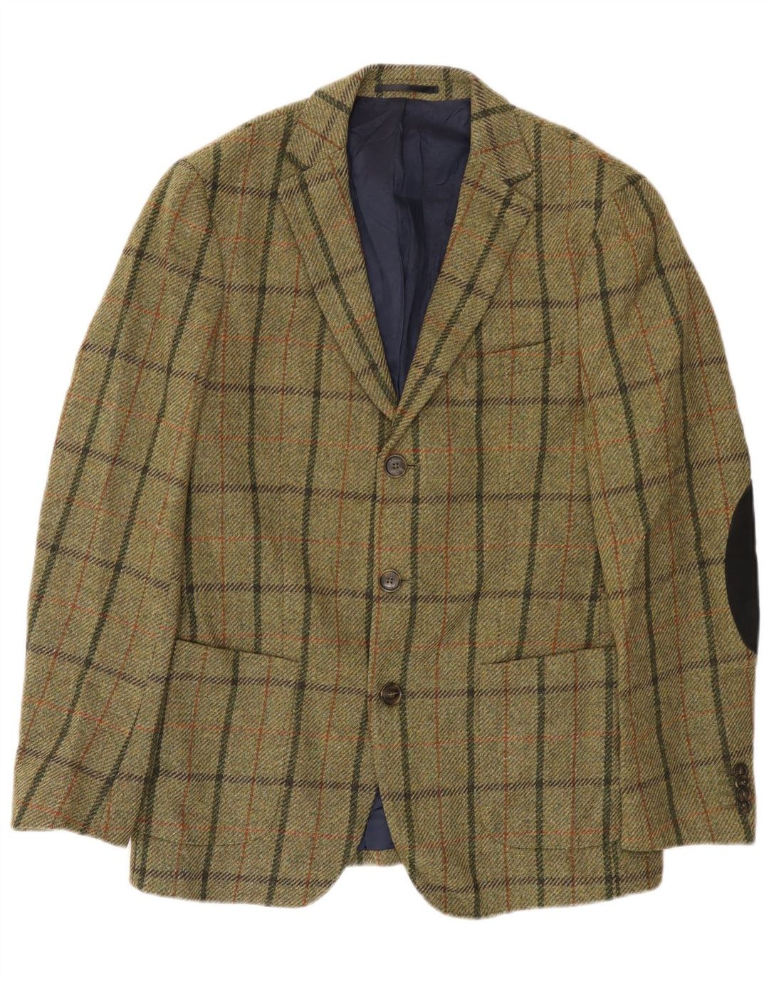Gant Mens 3 Button Blazer Jacket IT 50 Large Khaki Check Wool