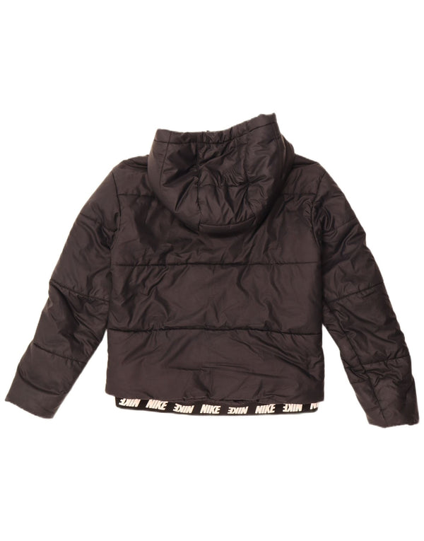 Nike Womens Hooded Padded Jacket UK 10 Small Black Polyester