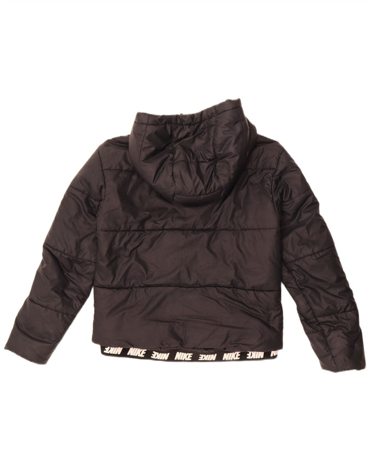 Nike Womens Hooded Padded Jacket UK 10 Small Black Polyester