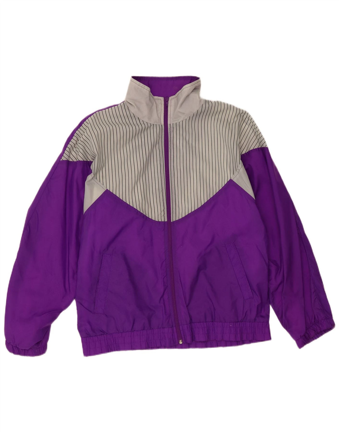 Vintage Womens Full Tracksuit EU 42 Large  Purple Striped Polyamide