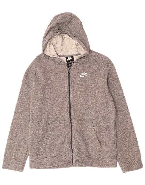 Nike Boys Standard Fit Zip Hoodie Sweater 13-14 Years XL Grey Flecked