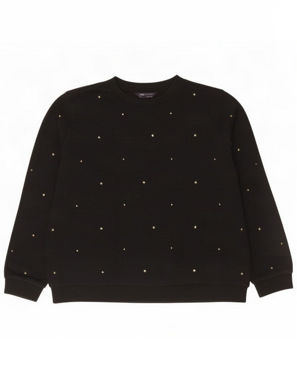 Marks & Spencer Womens Sweatshirt Jumper UK 16 Large Black Spotted