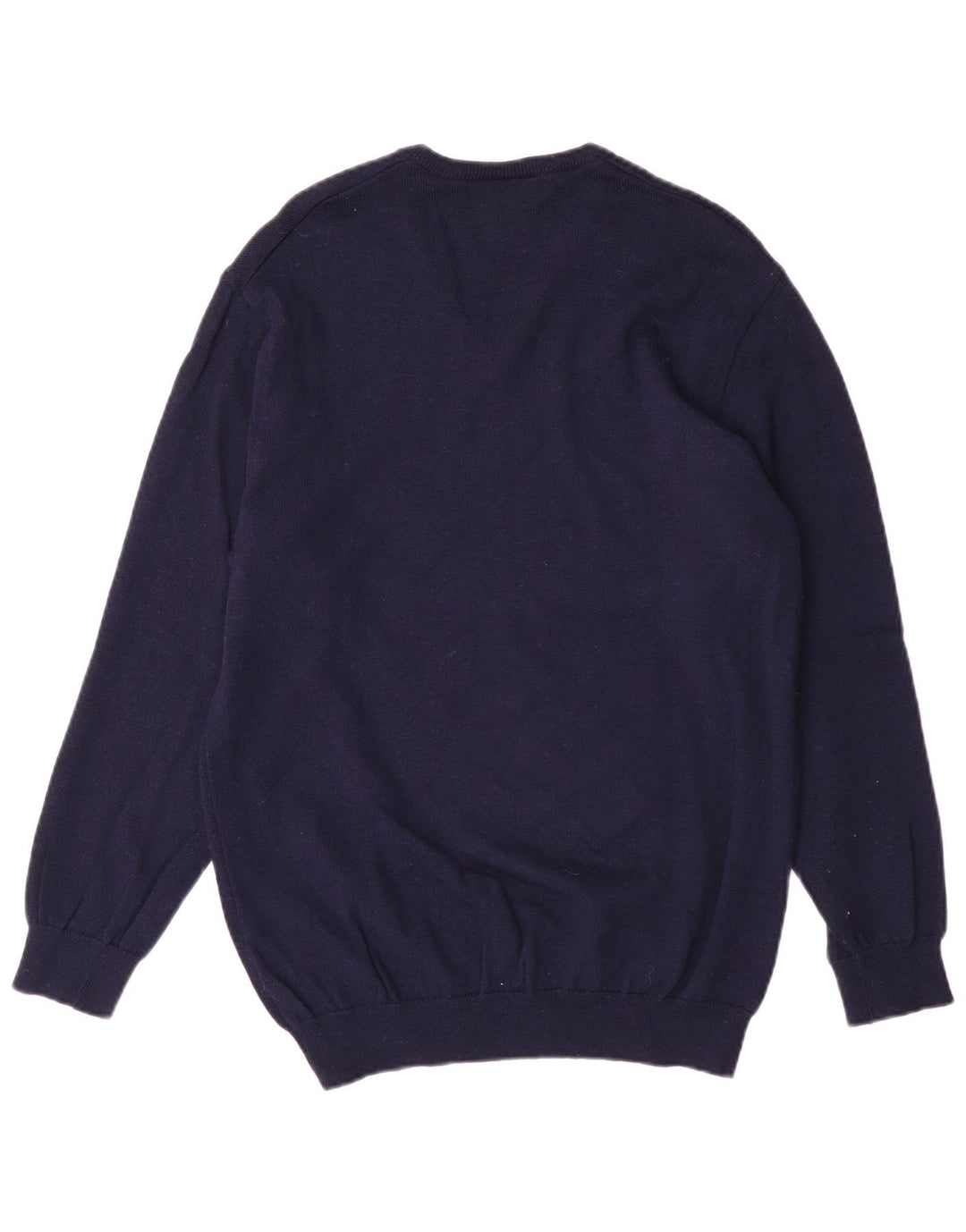 Lacoste Mens V-Neck Jumper Sweater Size 4 Medium Navy Blue Wool