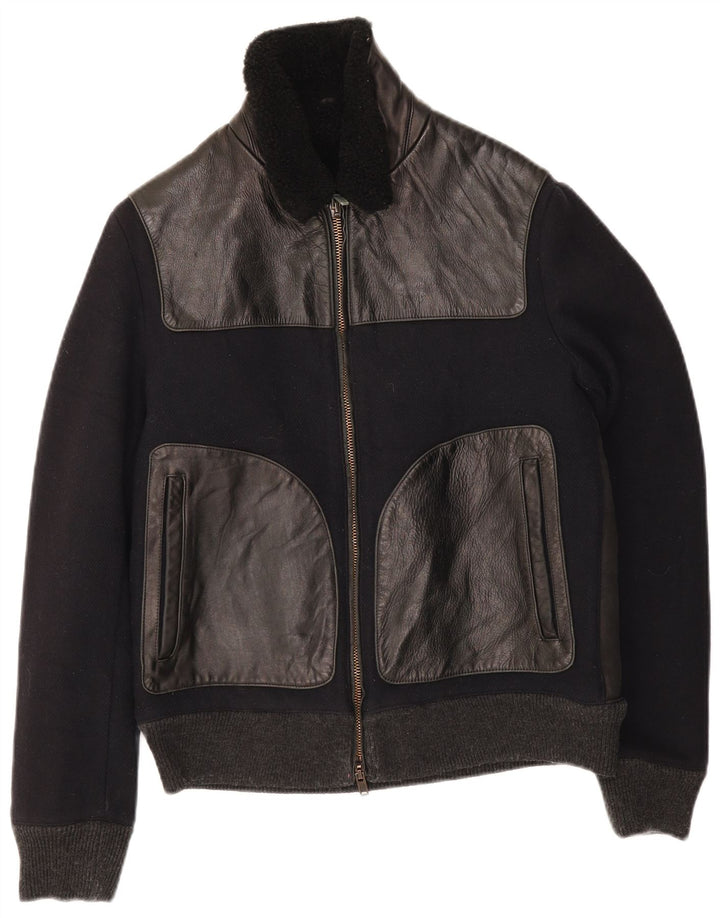 Grifoni Mens Bomber Jacket IT 48 Medium Black Colourblock