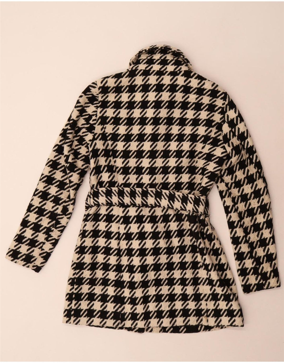 Guess Womens Overcoat UK 10 Small Black Houndstooth Polyester