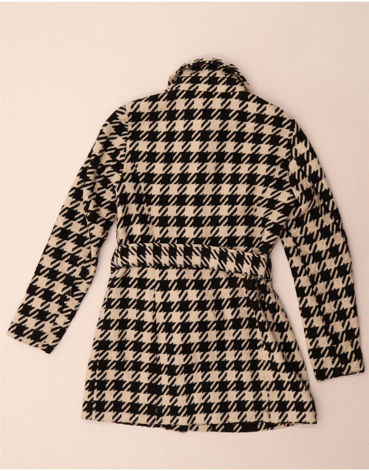 Guess Womens Overcoat UK 10 Small Black Houndstooth Polyester
