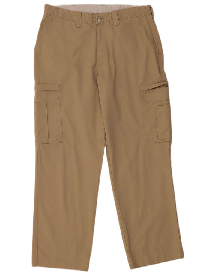 DICKIES Mens Straight Cargo Trousers W34 L30 Beige Polyester