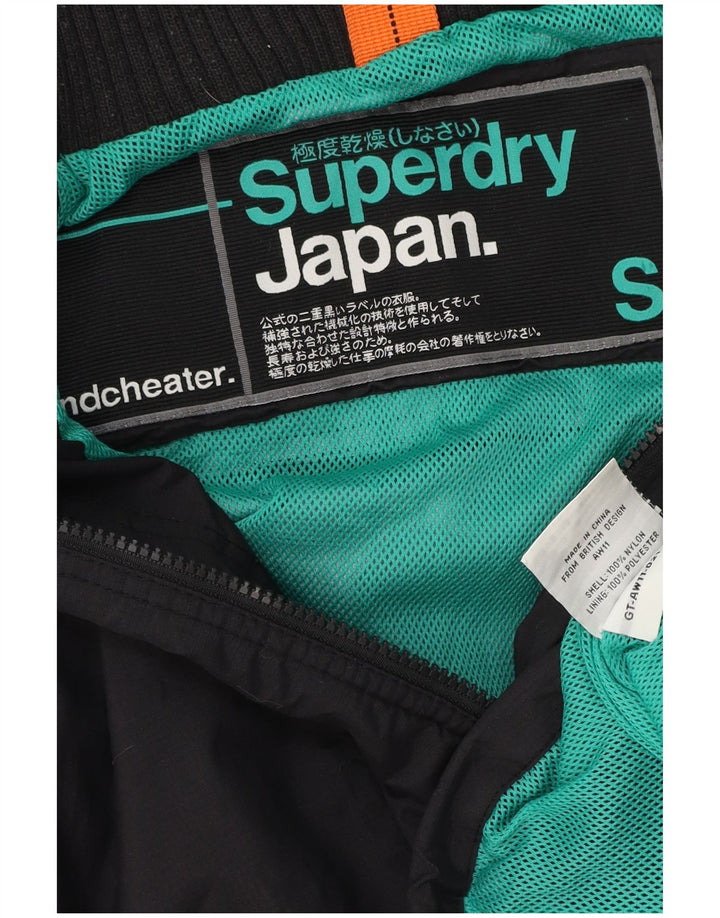 Superdry Womens Graphic Windbreaker Jacket UK 10 Small Black Polyester