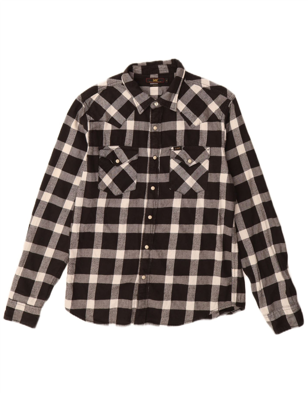 LEE Mens Slim Fit Flannel Shirt Medium Black Check Cotton
