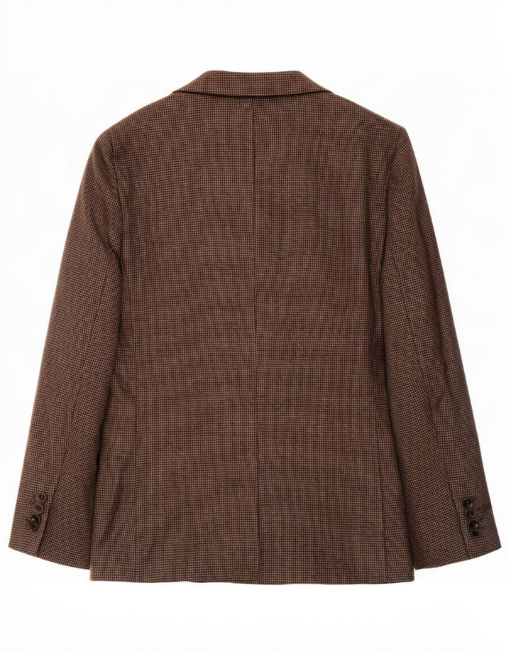 Marks & Spencer Mens Longline Blazer Jacket UK 44 XL Brown Houndstooth