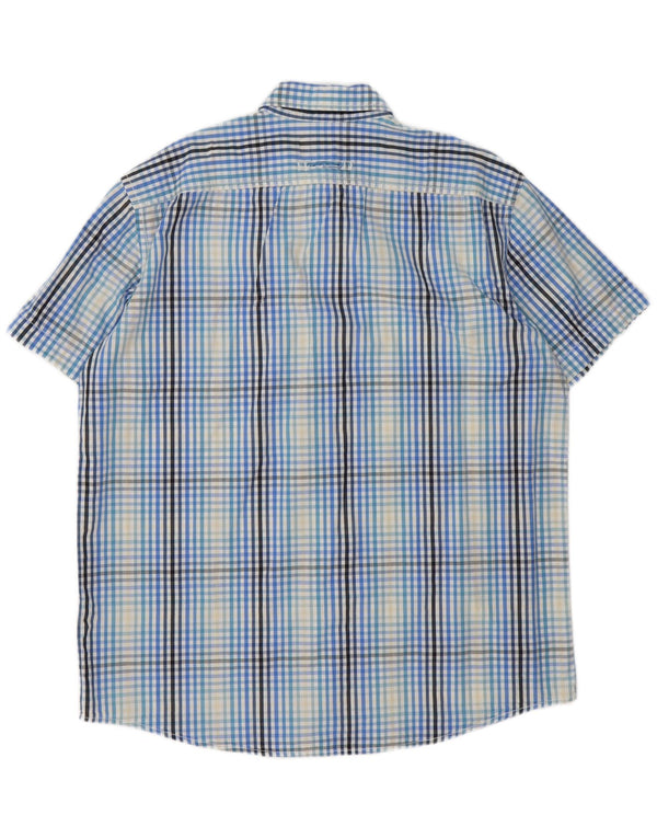 Camel Active Mens Short Sleeve Shirt XL Blue Gingham Cotton