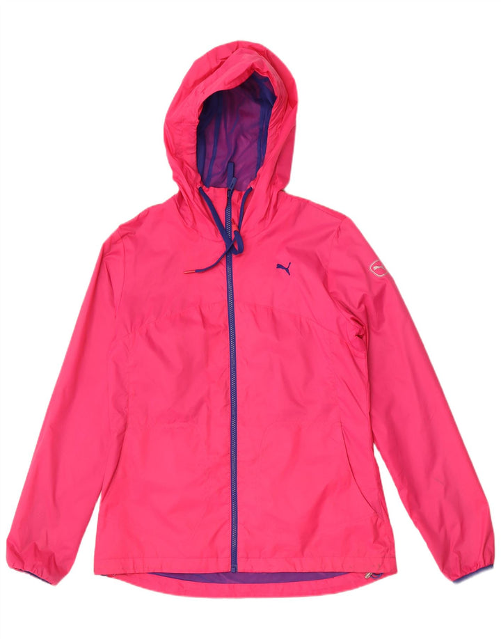 Puma Womens Hooded Rain Jacket UK 12 Medium Pink