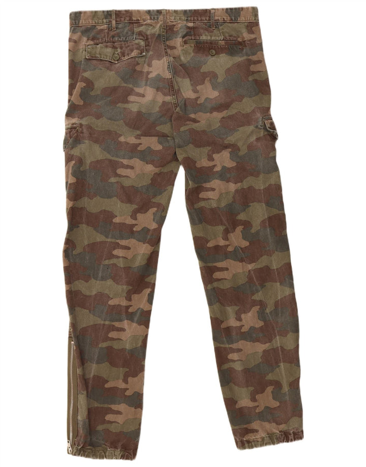 BENETTON Mens Joggers Cargo Trousers IT 50 Large W36 L32 Khaki Camouflage