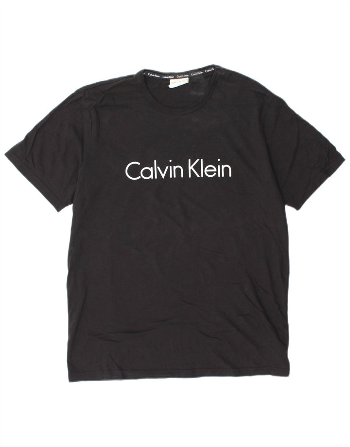 CALVIN KLEIN Mens Graphic T-Shirt Top Medium Black Cotton