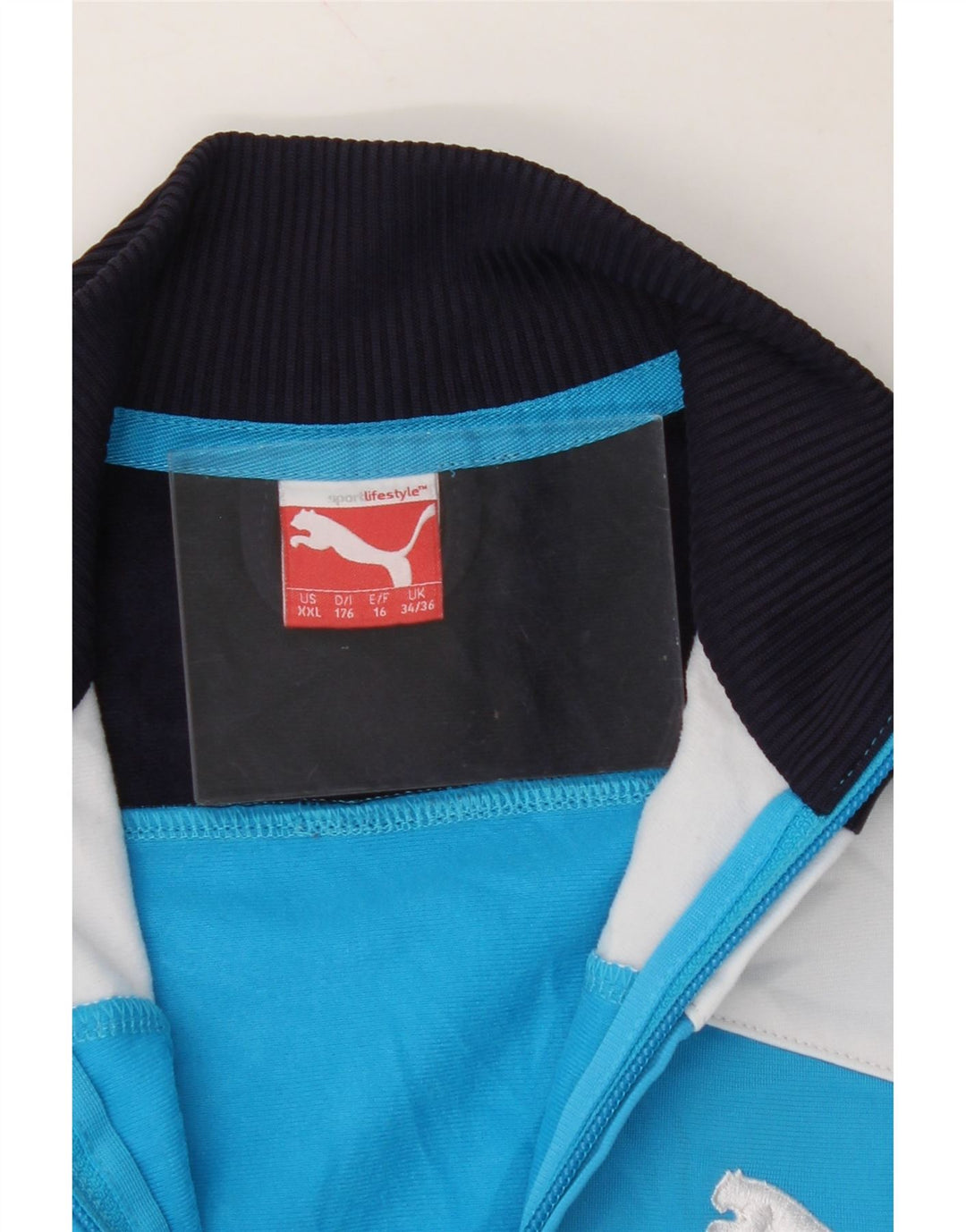 PUMA Boys Tracksuit Top Jacket 15-16 Years Blue Colourblock Vintage Puma and Second-Hand Puma from Messina Hembry 