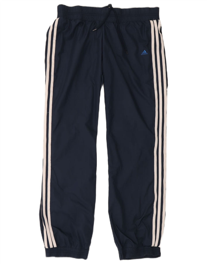 ADIDAS Womens Tracksuit Trousers Joggers UK 10 Small Navy Blue Polyamide