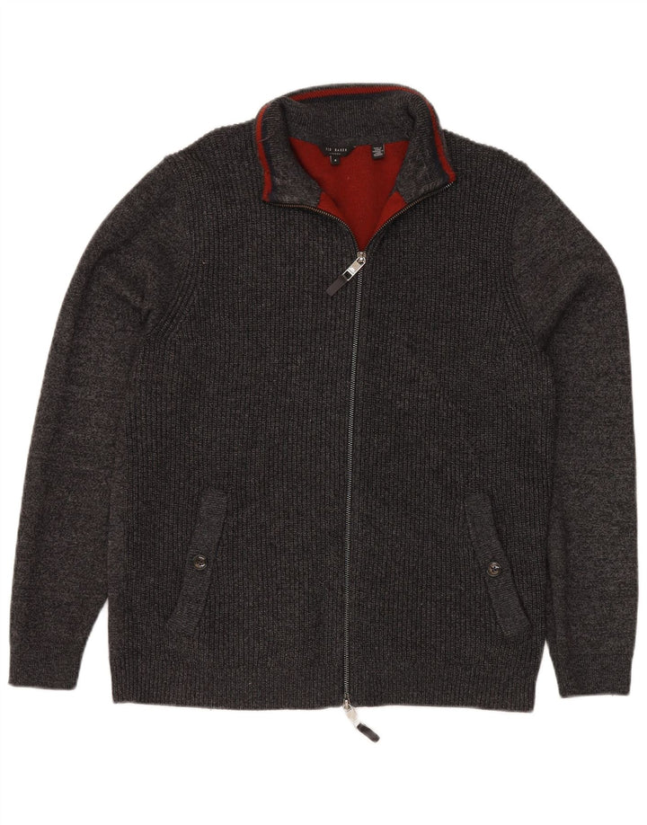 TED BAKER Mens Cardigan Sweater Size 4 Large Grey Polyester