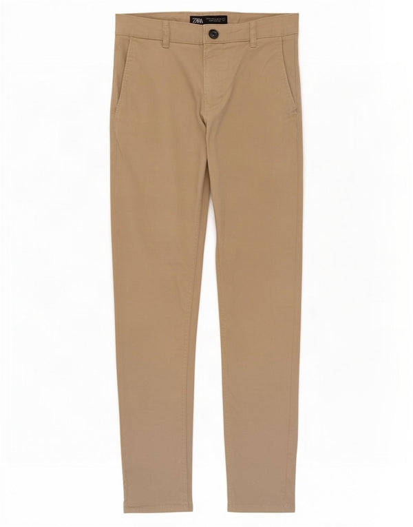 Zara Mens Slim Chino Trousers EU 38 Small W30 L30 Beige