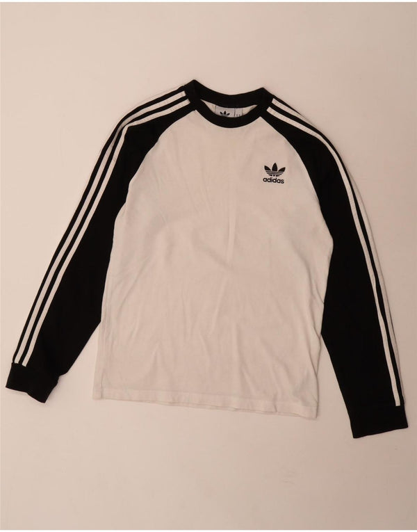 Adidas Mens Top Long Sleeve Medium White Colourblock Cotton