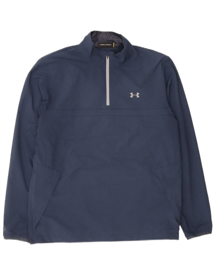 Under Armour Mens Pullover Tracksuit Top Jacket Large Navy Blue Polyester