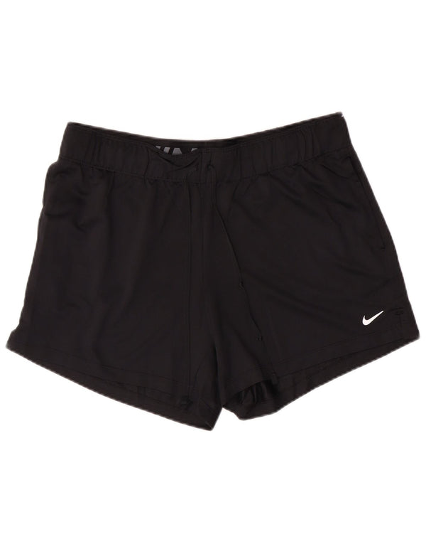 NIKE Womens Dri Fit Sport Shorts UK 14 Medium  Black Polyester