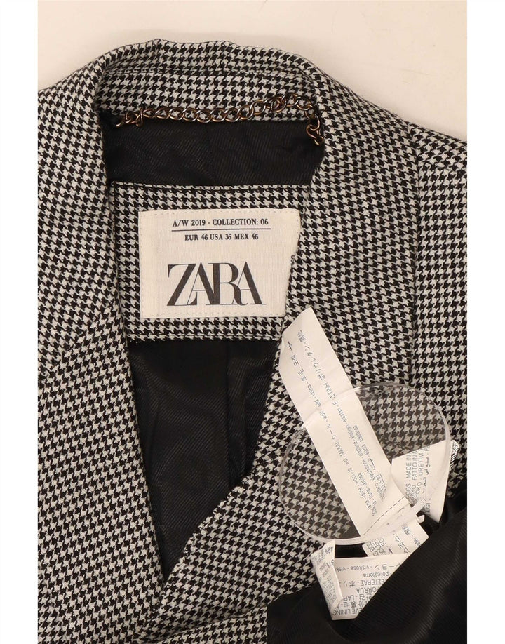 Zara Mens 2 Button Blazer Jacket EU 46 Small Black Houndstooth Wool
