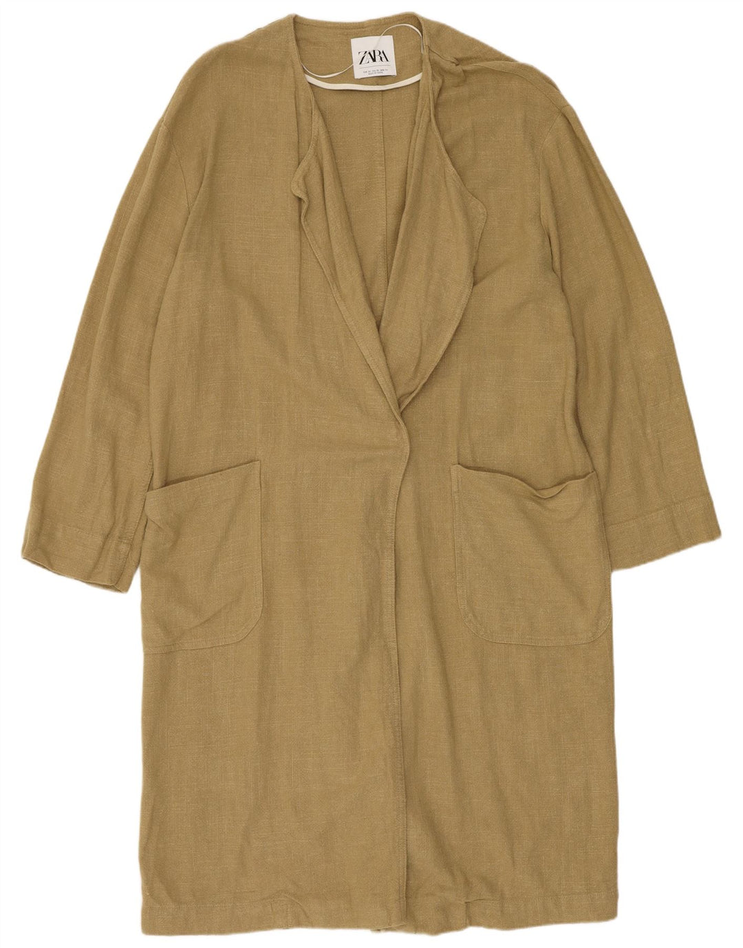 Zara Womens Oversized Trench Coat UK 6 XS Khaki Viscose