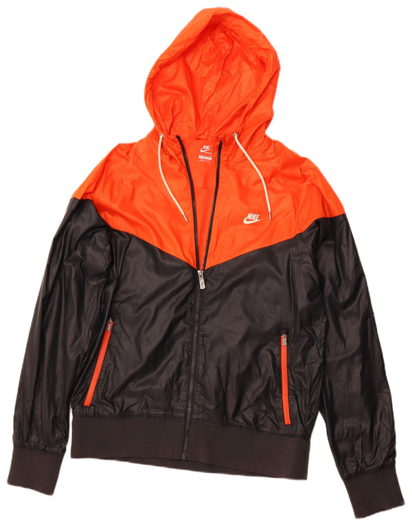 NIKE Mens Hooded Tracksuit Top Jacket Medium Black Colourblock Polyester