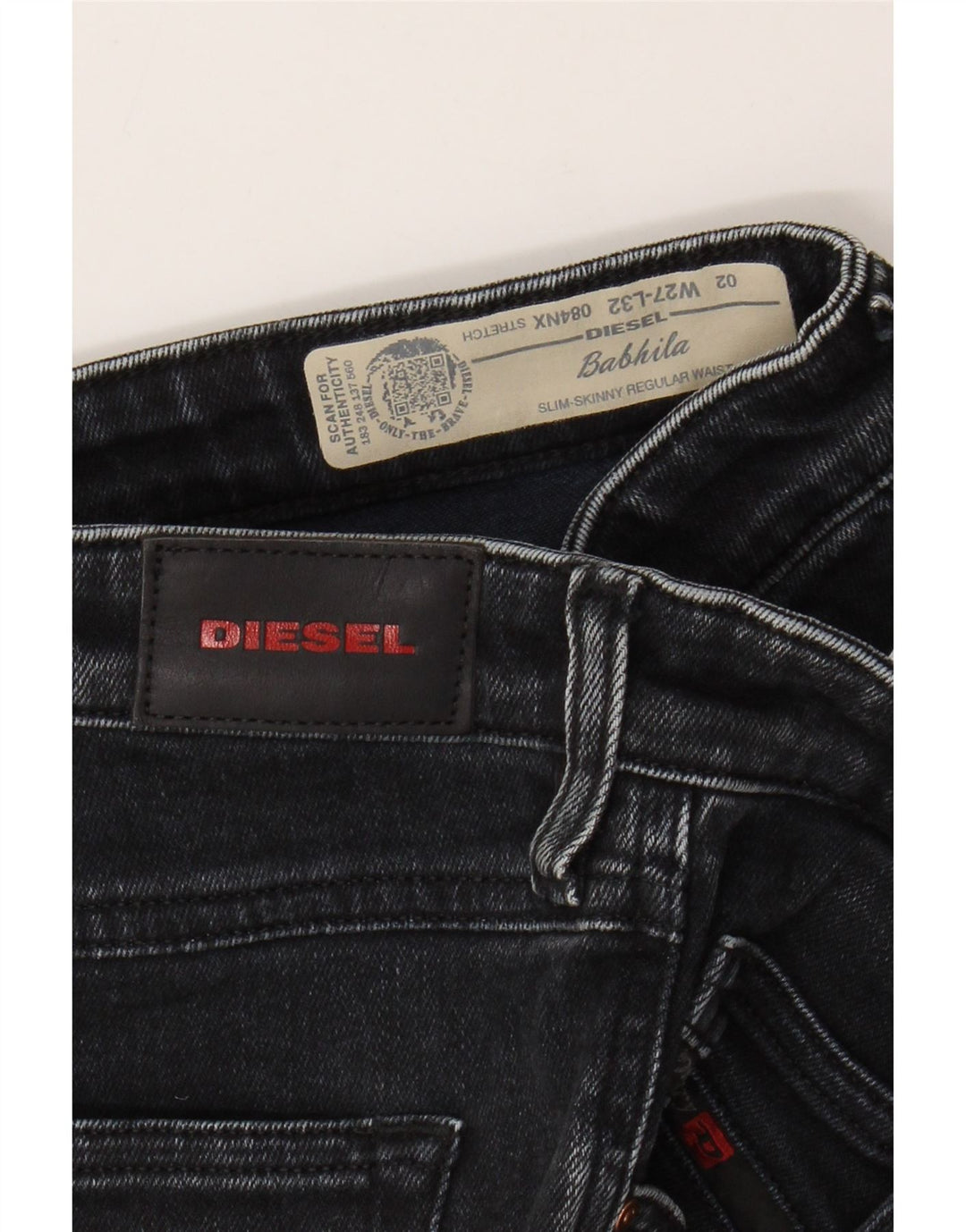 DIESEL Womens Babhila Regular Fit Slim Skinny Jeans W27 L27 Black Cotton