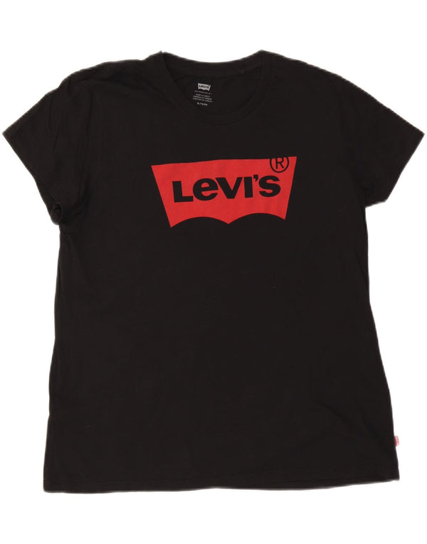 LEVI'S Womens Graphic T-Shirt Top UK 18 XL Black
