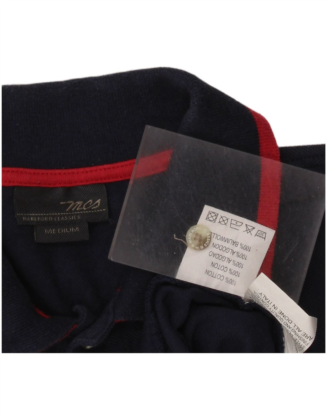 MARLBORO CLASSICS Mens Polo Shirt Medium Navy Blue Cotton