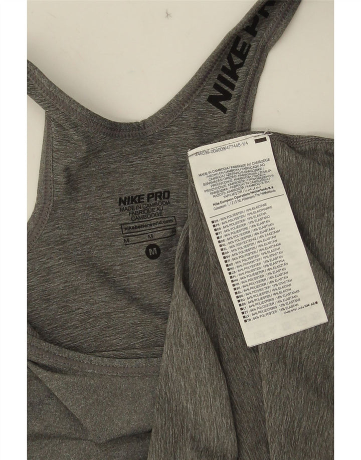 Nike Womens Graphic Vest Top UK 12 Medium Grey Polyester
