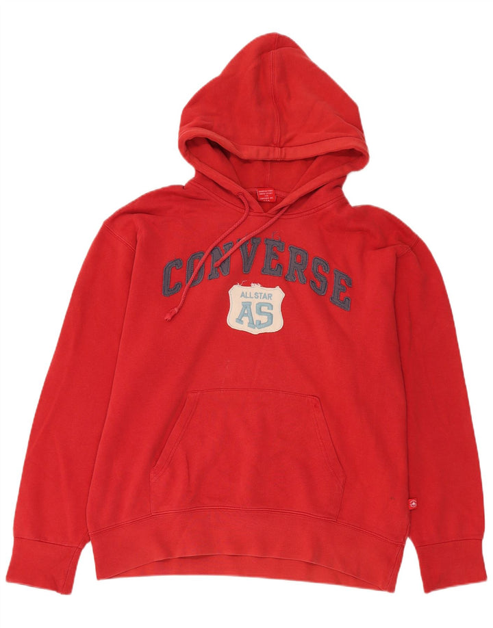 Converse Mens Graphic Hoodie Jumper Large Red Cotton