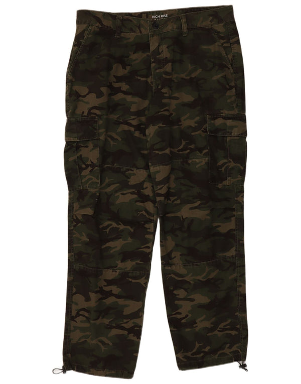 CLOCK HOUSE Mens High Waist Cargo Trousers W42 L27 Khaki Camouflage