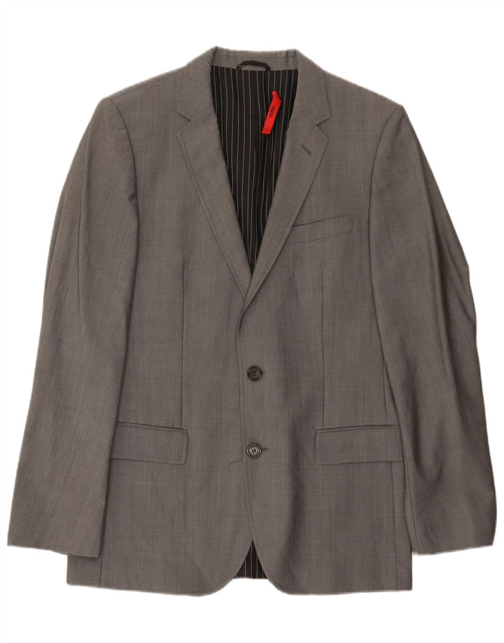 Hugo Boss Mens 2 Button Blazer Jacket EU 48 Medium Grey Wool