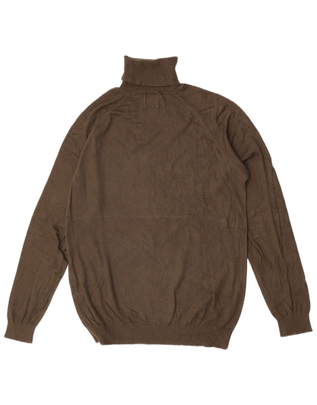 Zara Mens Roll Neck Jumper Sweater Medium Khaki Viscose