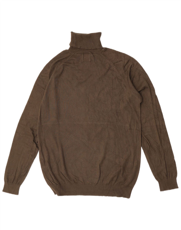 Zara Mens Roll Neck Jumper Sweater Medium Khaki Viscose