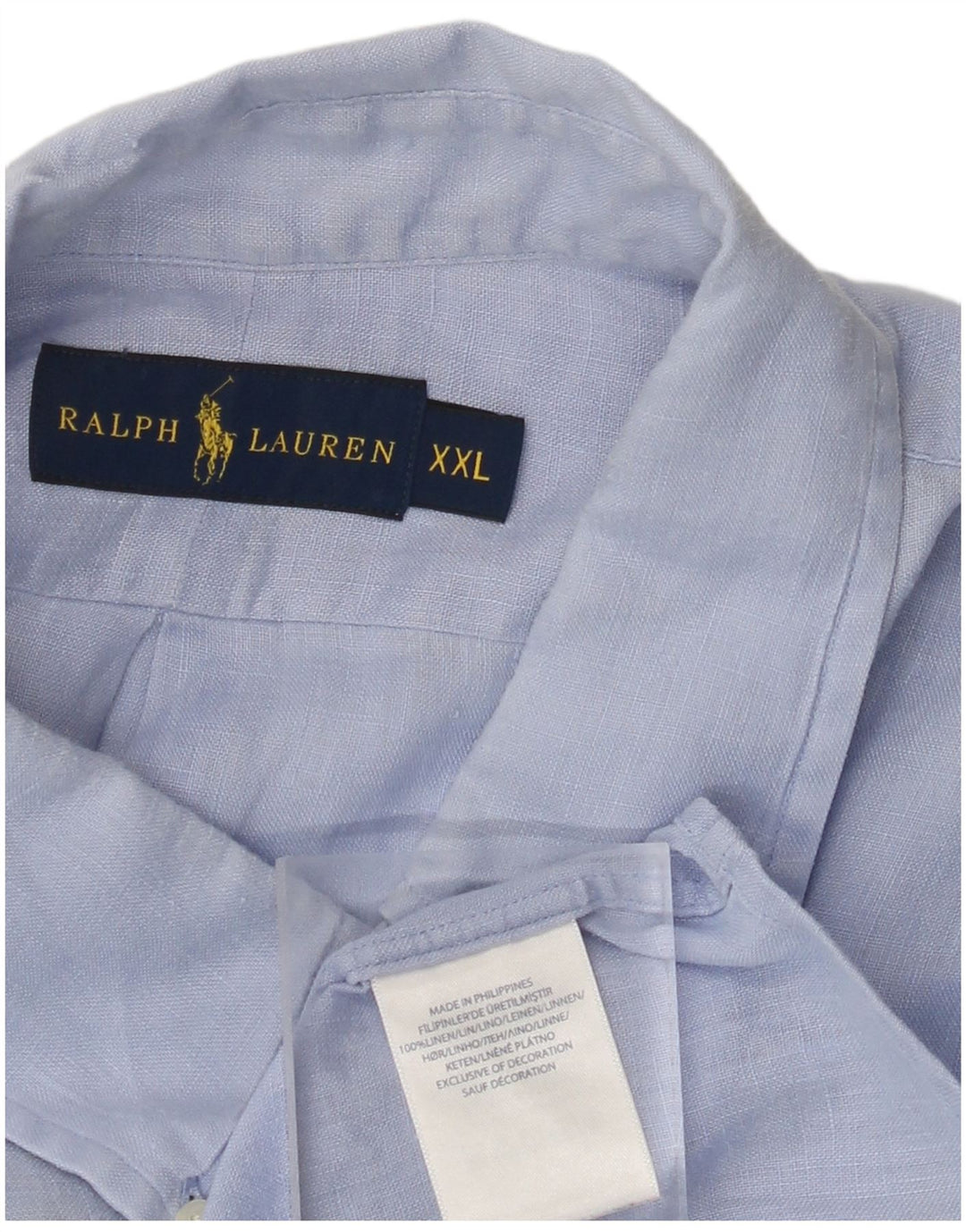 RALPH LAUREN Mens Shirt 2XL Blue Linen