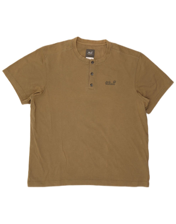 Jack Wolfskin Mens T-Shirt Top UK 46/48 2XL Khaki Cotton
